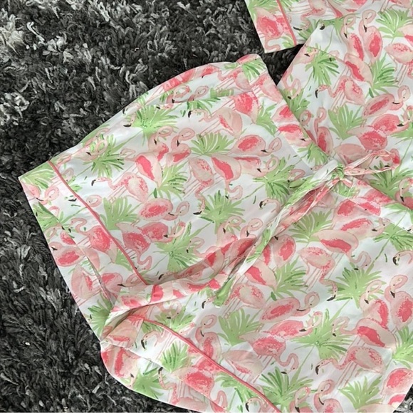 Cynthia Rowley Women’s Tropical Pajama Set with Flamingos Size M - Picture 2 of 5